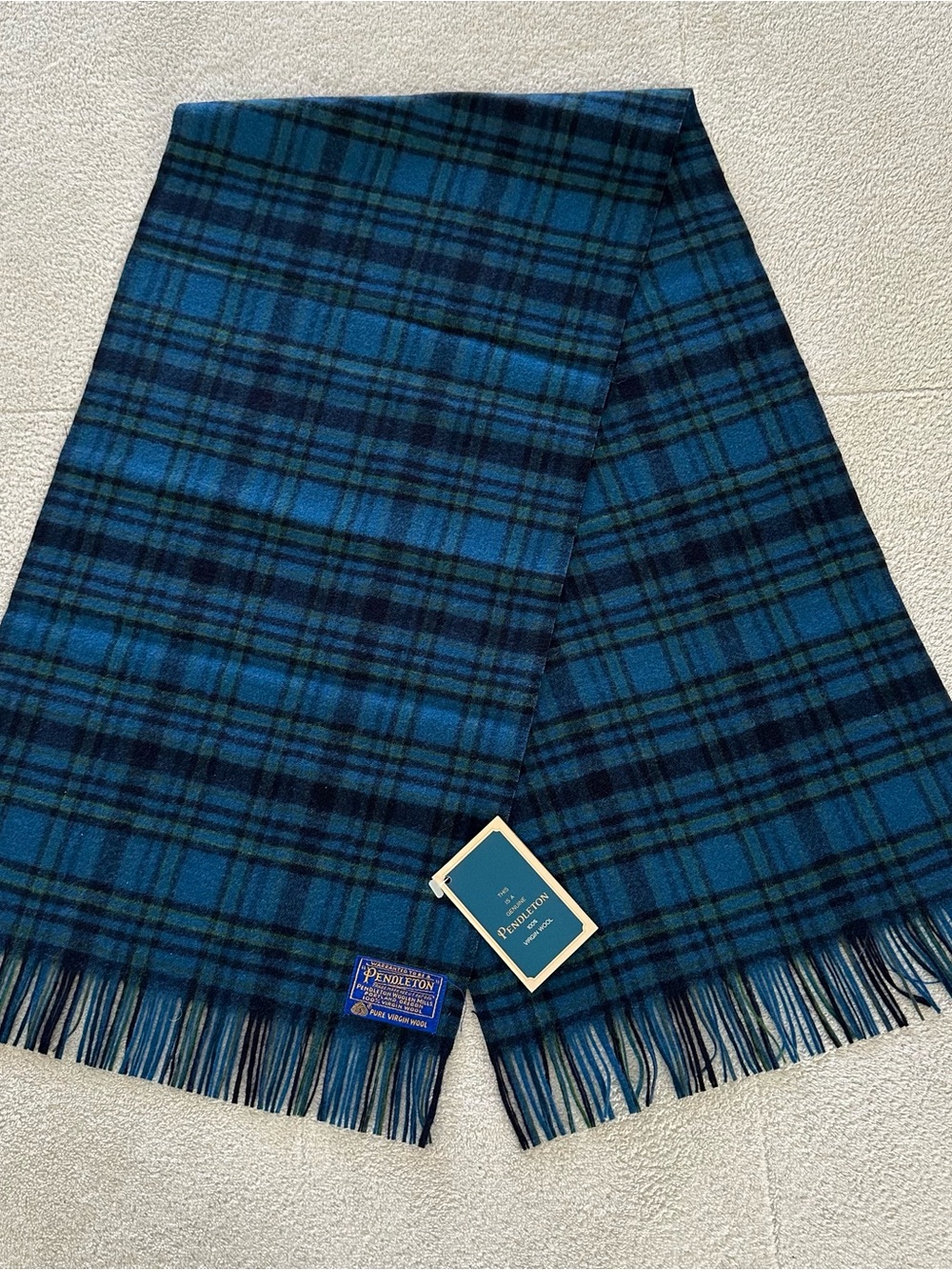 NEW NWT Vintage Pendleton 100% Pure Virgin Wool Tartan Plaid Scarf w/ fringe
